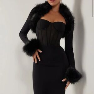 Black Faux Fur Bolero